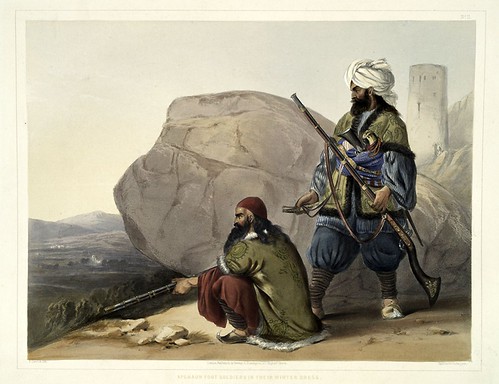 010-Soldados afganos en vestimenta de invierno-The costumes of the various tribes.. 1848-James Rattray
