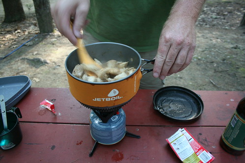 Chicken and Gravy with Mashed Potatoes While Camping