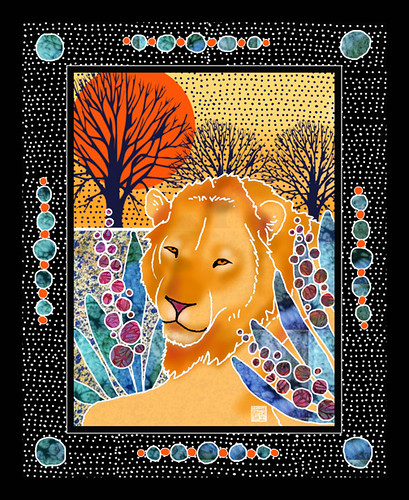 PRIDE O FBOTSWANA batik style painting by Sandra Miller
