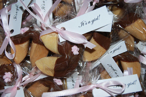 Asian themed chocolate dipped fortune cookie baby shower party favors