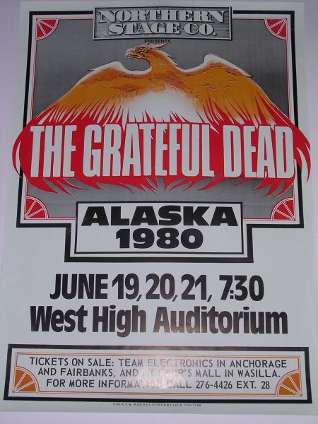 poster for the Grateful Dead at West High School in Anchorage, Alaska - borrowed from www.deadlists.com
