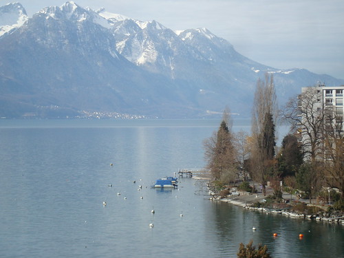 Vista da varanda do hotel em Montreux