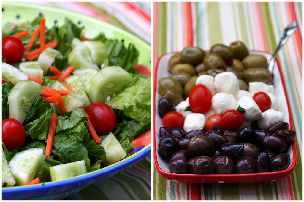 Garden Salad; Olives, Fresh Mozz & Tomatoes