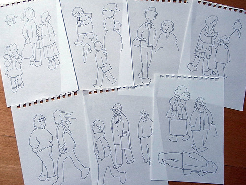 道行く人々の素描　rough sketch of the walking people