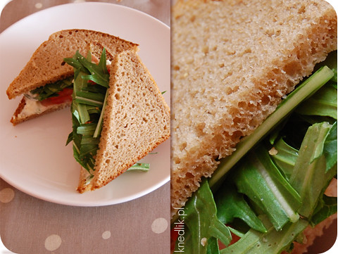 Sandwiches with mizuna salad