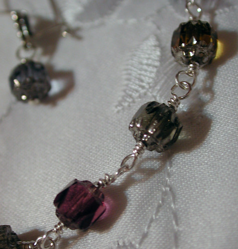 Silver and Glass Bracelet and Earrings