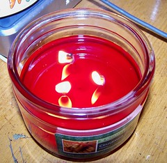 A holiday candle