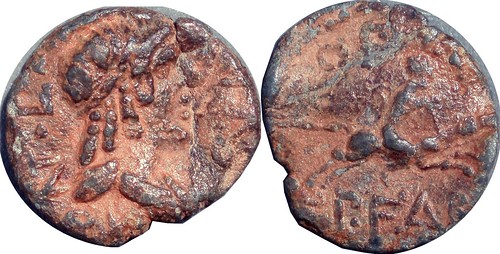 61BC 408/1 #09180-24 Apollo Horseman Lead Tessera Imitative Denarius issued by Fabia and Fronto
