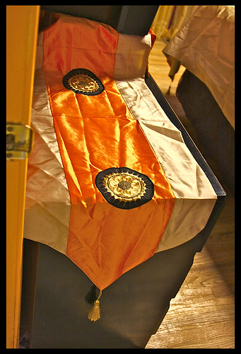 Table runner that matches my silk bedspread..just unfolded it