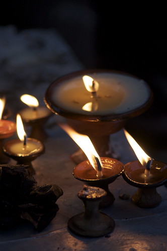 Candle Offerings At A Hindu Temple, Kathmandu