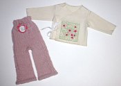 'Cherry Blossoms' Set - cabled longies & embroidered wrap shirt - newborn