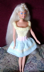 Handknit Barbie Dress on Barbie