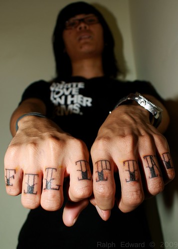 Re: post your TATTOOS/TATTOO DESIGNS. my knuckle tatts made by none other 