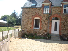 Front door to our holiday Gite, driveway and gates