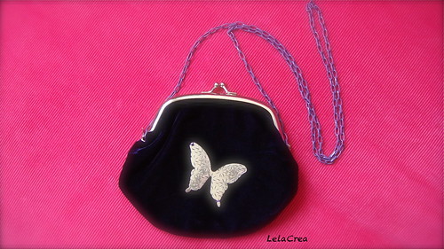 Pochette papillon velours violet