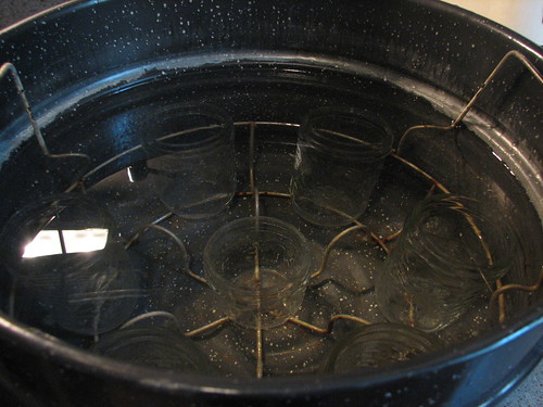 Jars being sterilized