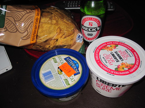 Chips and dips, beer