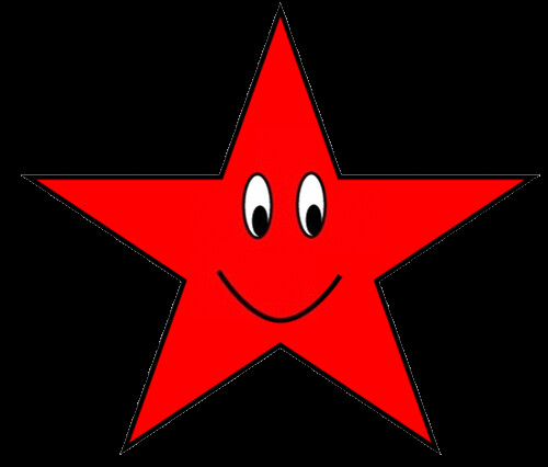 happy face clipart. red star with happy face