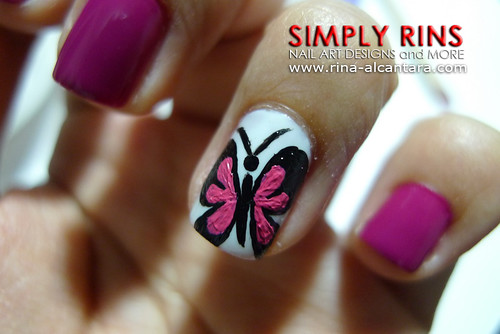 Nail Art Butterfly and Flowers 03