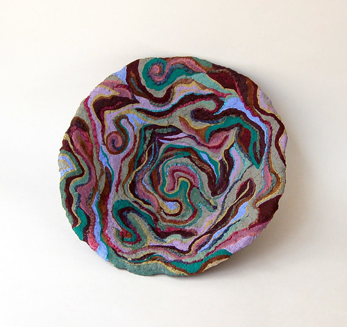 "Tides" paper mache/handspun yarns bowl by livingstonestudio