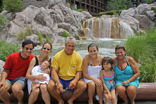 Disney World trip - day 7 - Wilderness Lodge - posing with my uncle's family