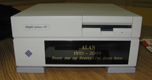 Alan Watson's computer &quot;urn&quot;.  Yes he's really in there.