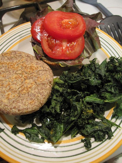 Quinoa Burger and Kale Chips