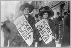 Two women strikers on picket line during the 