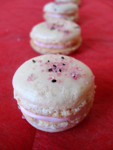 Rose & Basil Macs with cherry cream cheese filling - first pic 2