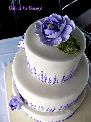 Lilac Colored Peony Wedding Cake