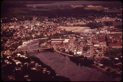 The Androscoggin River Flows between Lewiston (Eastern Shore) and Auburn (Western Shore) ... 06/1973