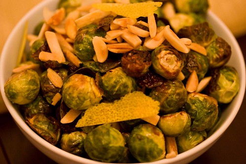 roasted baby brussels sprouts with lemon, garlic and almonds