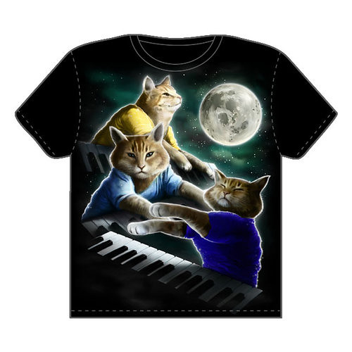Thumb OMFGeek la camiseta del Three Keyboard Cat Moon