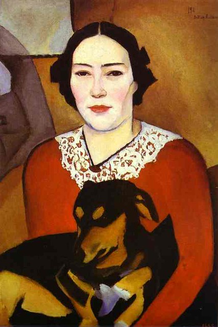 Altman, Nathan (1889-1970) - 1911 Lady with a Dog. Portrait of Esther Schwartzmann (Russian Museum) by RasMarley