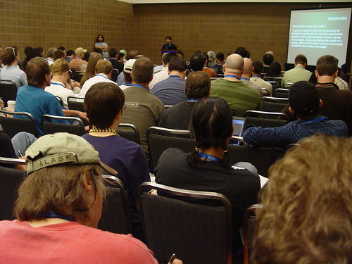 Crowds watching the Premiere of PH2PC at Siggraph 2009