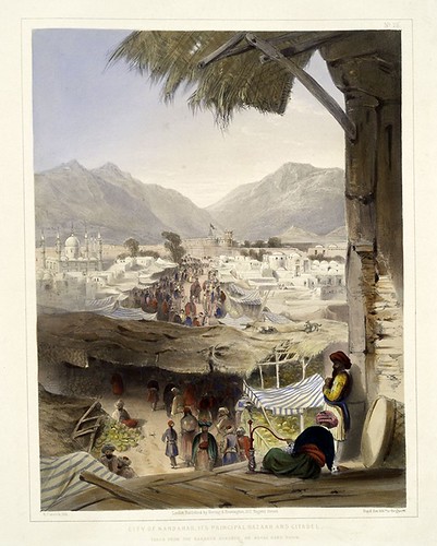 008- Ciudad de Kandahar con el bazar y la ciudadela-The costumes of the various tribes.. 1848-James Rattray