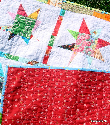 star quilt detail and backside