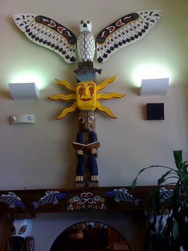 Totem pole sculpture Post Falls library (ID)