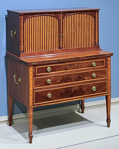 Tambour Desk, attributed to Thomas Seymour, American, ca. 1810, at the Saint Louis Art Museum, in Saint Louis, Missouri, USA