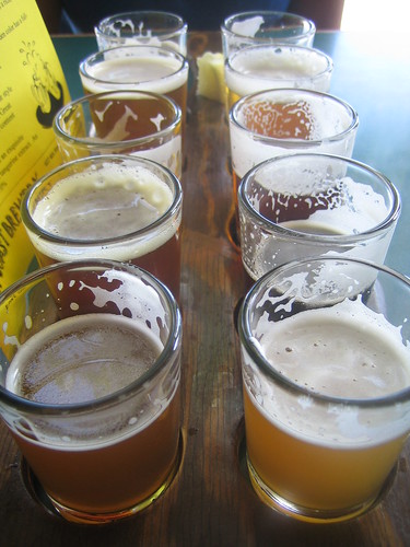 Taster tray at Lost Coast Brewery