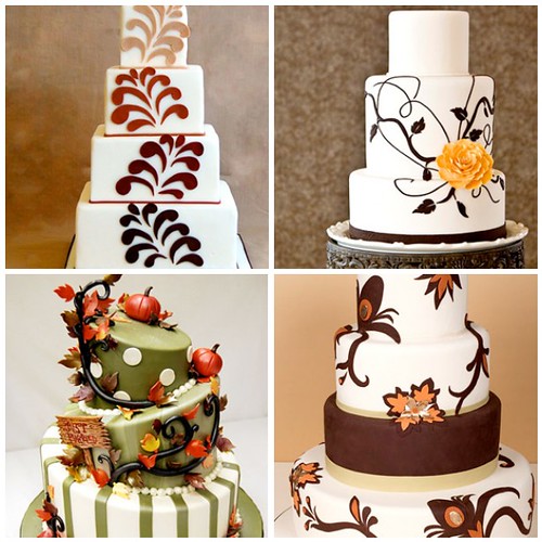 If you're planning a Fall 2010 wedding here are a few fall wedding cake 
