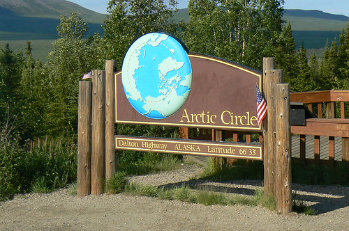 Arctic Circle sign  - yes, it is that cold!