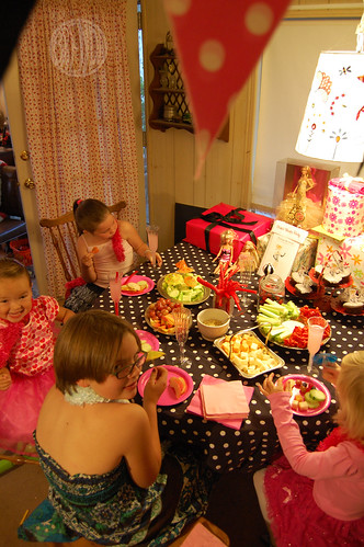 birthday party food table. table for four
