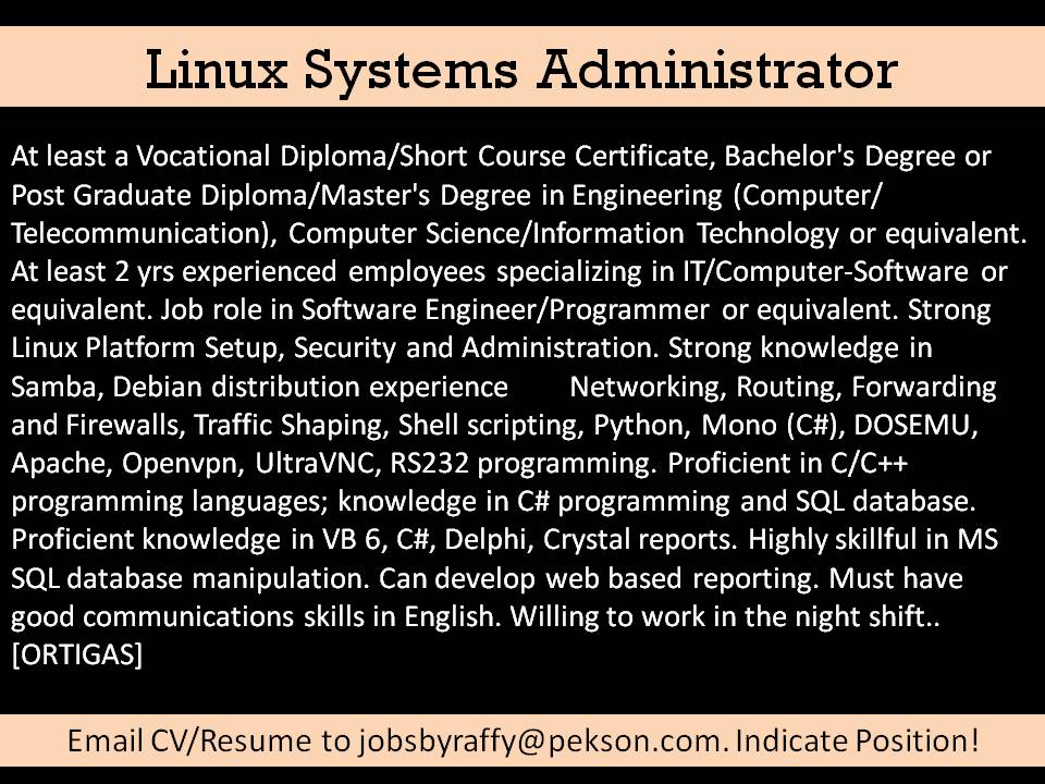 Linux system administrator jobs in indore