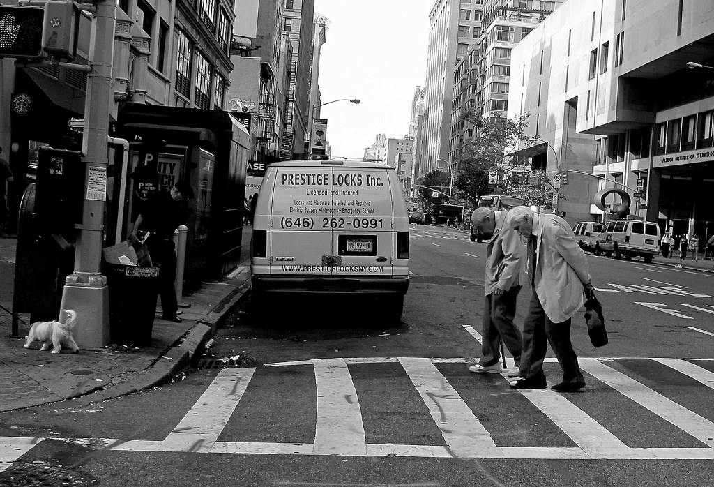 old men crossing road