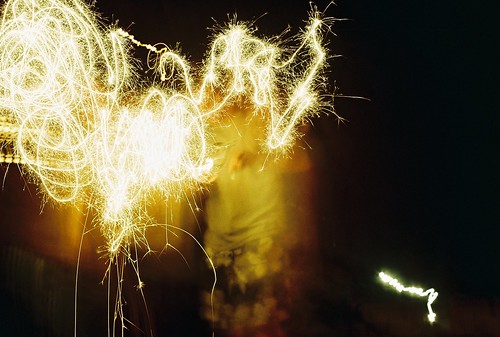playing with sparklers.