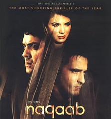 [Poster for Naqaab with Naqaab, Akshaye Khanna, Bobby Deol, Urvashi Sharma, Abbas, Mustan]