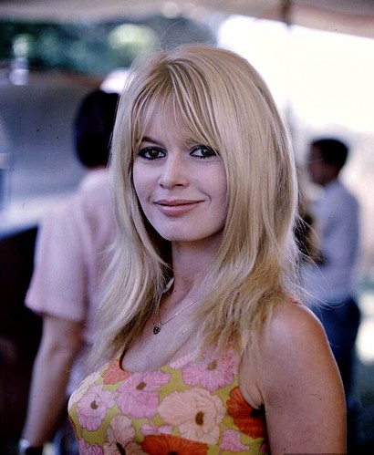 Brigitte Bardot wearing dress by L onard during filming of movie Viva