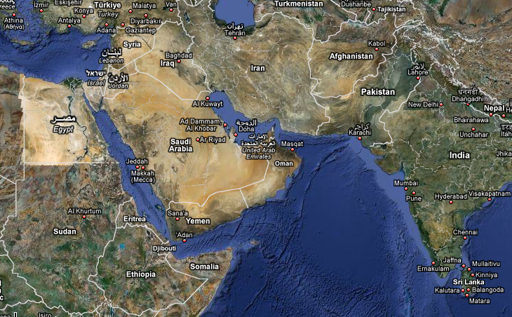 middle east map google: google maps track middle east