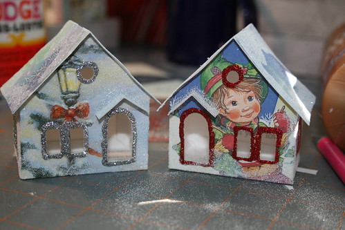 Christmas card Putz houses